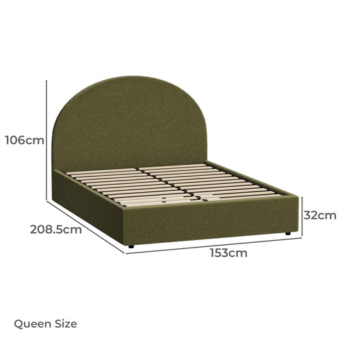 LivingFusion Green Seraphine Sherpa Gas Lift Bed | Temple & Webster